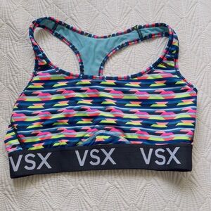 VSX Victoria's Secret “The Player” Colorful Racerback Sports Bra Large
